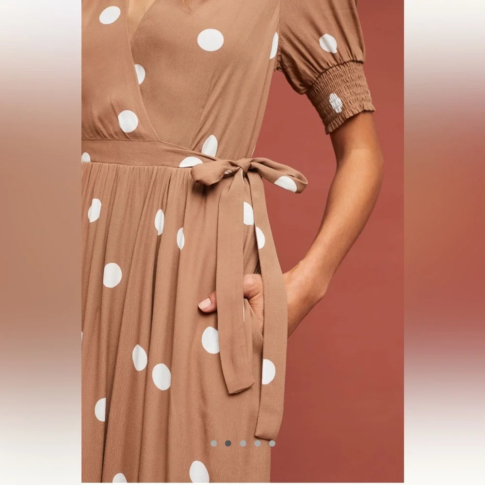Anthropologie Maeve Bernice Polka Dot Wrap Dress (Size 4) - Picture 2 of 10
